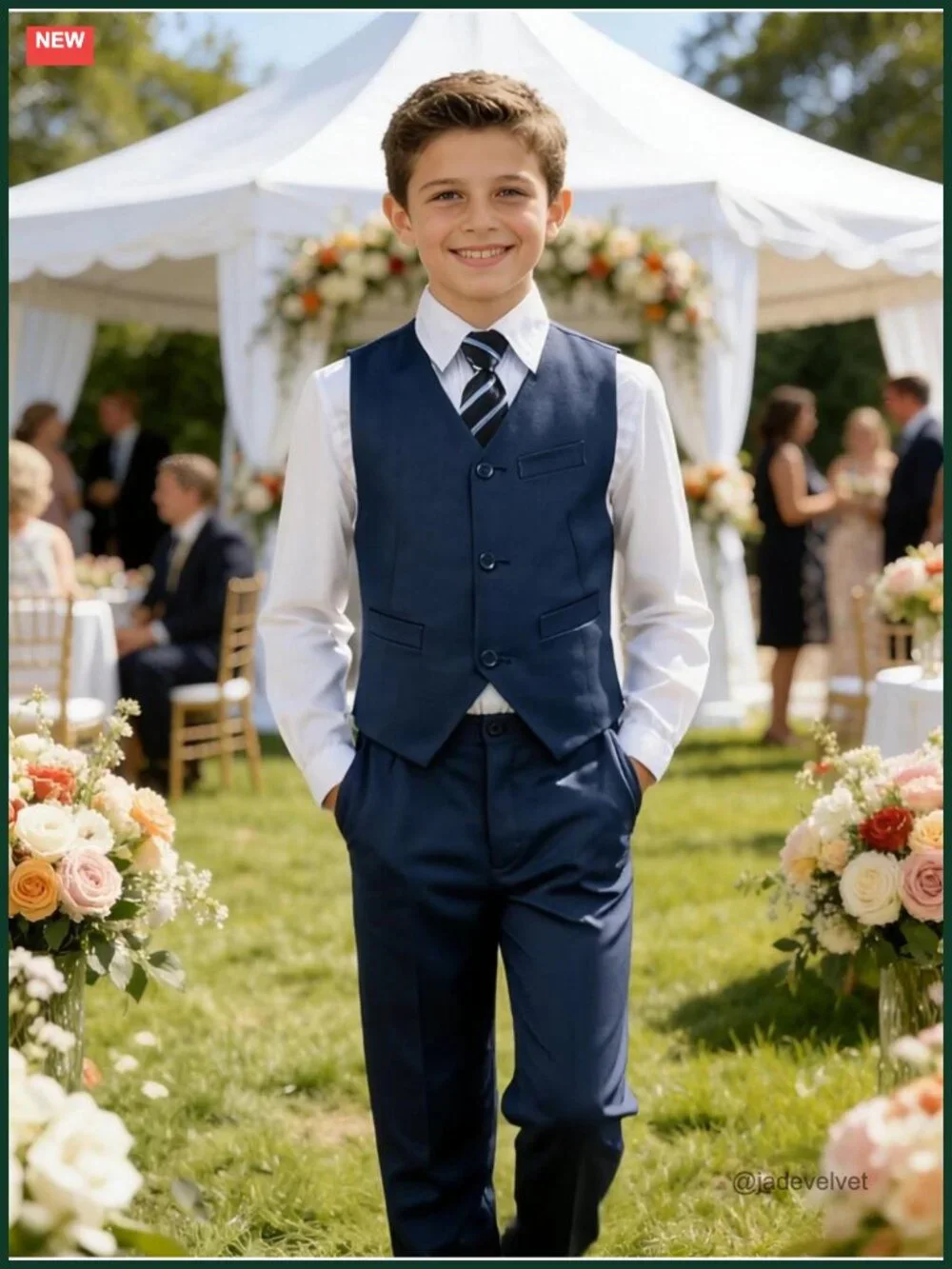 Boys Formal Suit Set with Vest Pants Shirt Tie for Wedding Easter